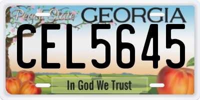 GA license plate CEL5645