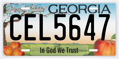GA license plate CEL5647