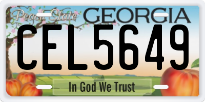 GA license plate CEL5649