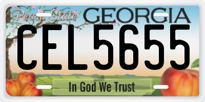 GA license plate CEL5655