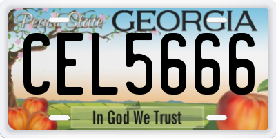 GA license plate CEL5666