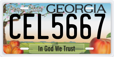 GA license plate CEL5667