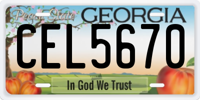 GA license plate CEL5670
