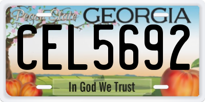 GA license plate CEL5692