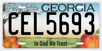 GA license plate CEL5693