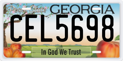 GA license plate CEL5698