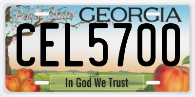 GA license plate CEL5700