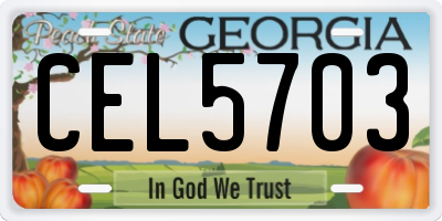 GA license plate CEL5703