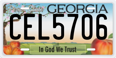 GA license plate CEL5706