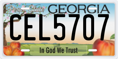 GA license plate CEL5707
