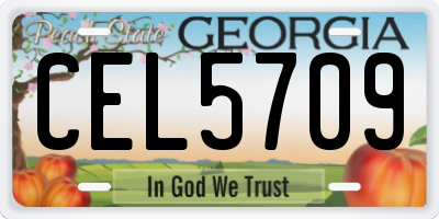 GA license plate CEL5709