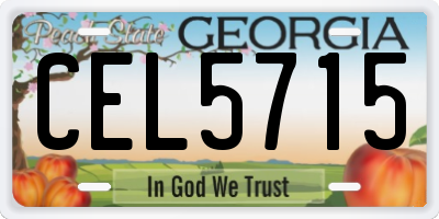 GA license plate CEL5715