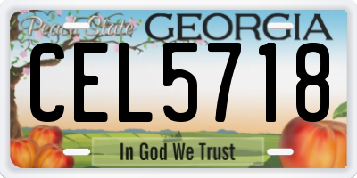 GA license plate CEL5718