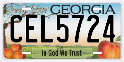 GA license plate CEL5724