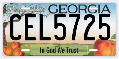 GA license plate CEL5725
