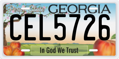 GA license plate CEL5726
