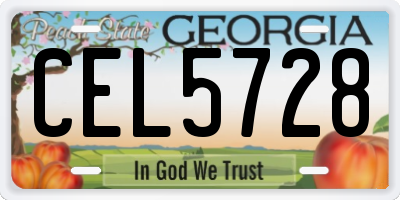 GA license plate CEL5728