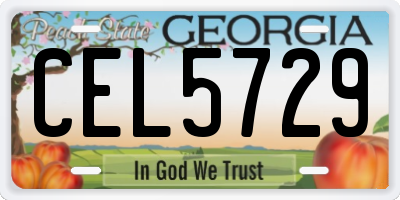 GA license plate CEL5729