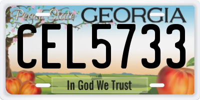 GA license plate CEL5733