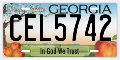 GA license plate CEL5742