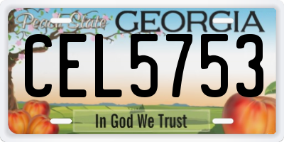 GA license plate CEL5753