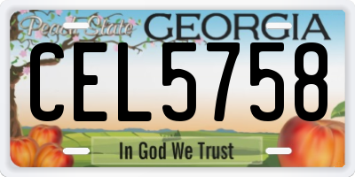 GA license plate CEL5758