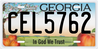 GA license plate CEL5762