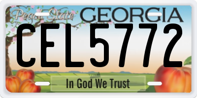 GA license plate CEL5772