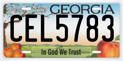GA license plate CEL5783
