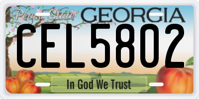 GA license plate CEL5802