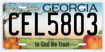 GA license plate CEL5803