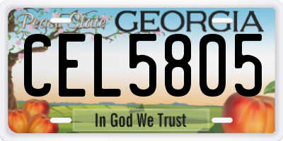 GA license plate CEL5805