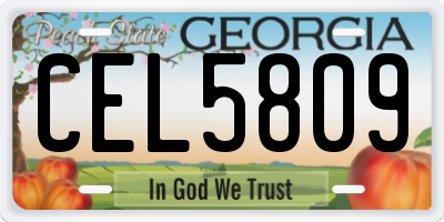 GA license plate CEL5809