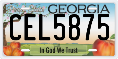 GA license plate CEL5875
