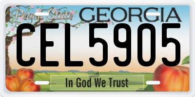 GA license plate CEL5905