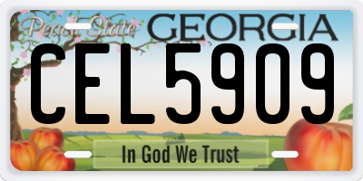 GA license plate CEL5909