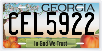 GA license plate CEL5922