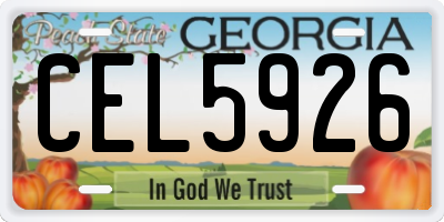 GA license plate CEL5926