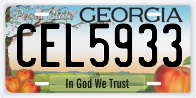 GA license plate CEL5933