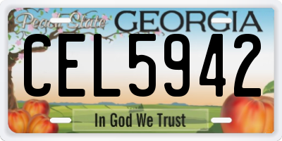 GA license plate CEL5942