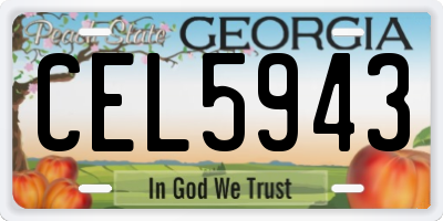 GA license plate CEL5943
