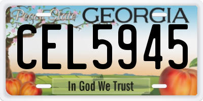 GA license plate CEL5945