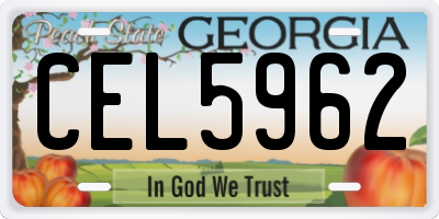 GA license plate CEL5962