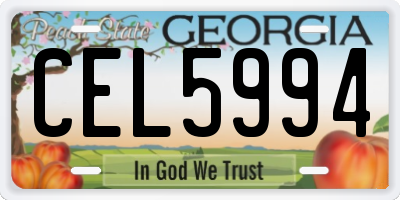 GA license plate CEL5994