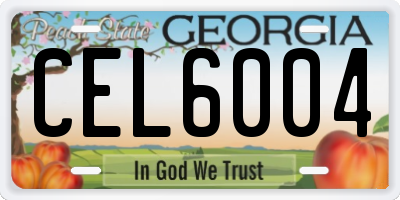GA license plate CEL6004