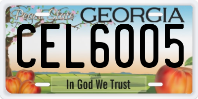 GA license plate CEL6005