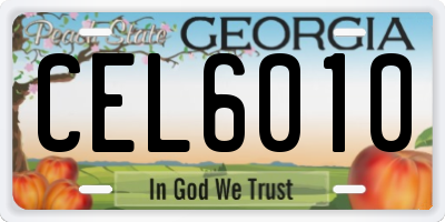GA license plate CEL6010