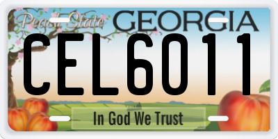 GA license plate CEL6011