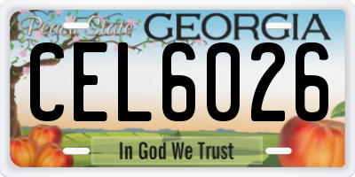 GA license plate CEL6026