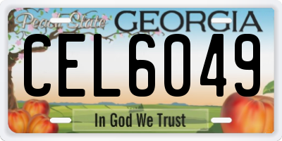 GA license plate CEL6049